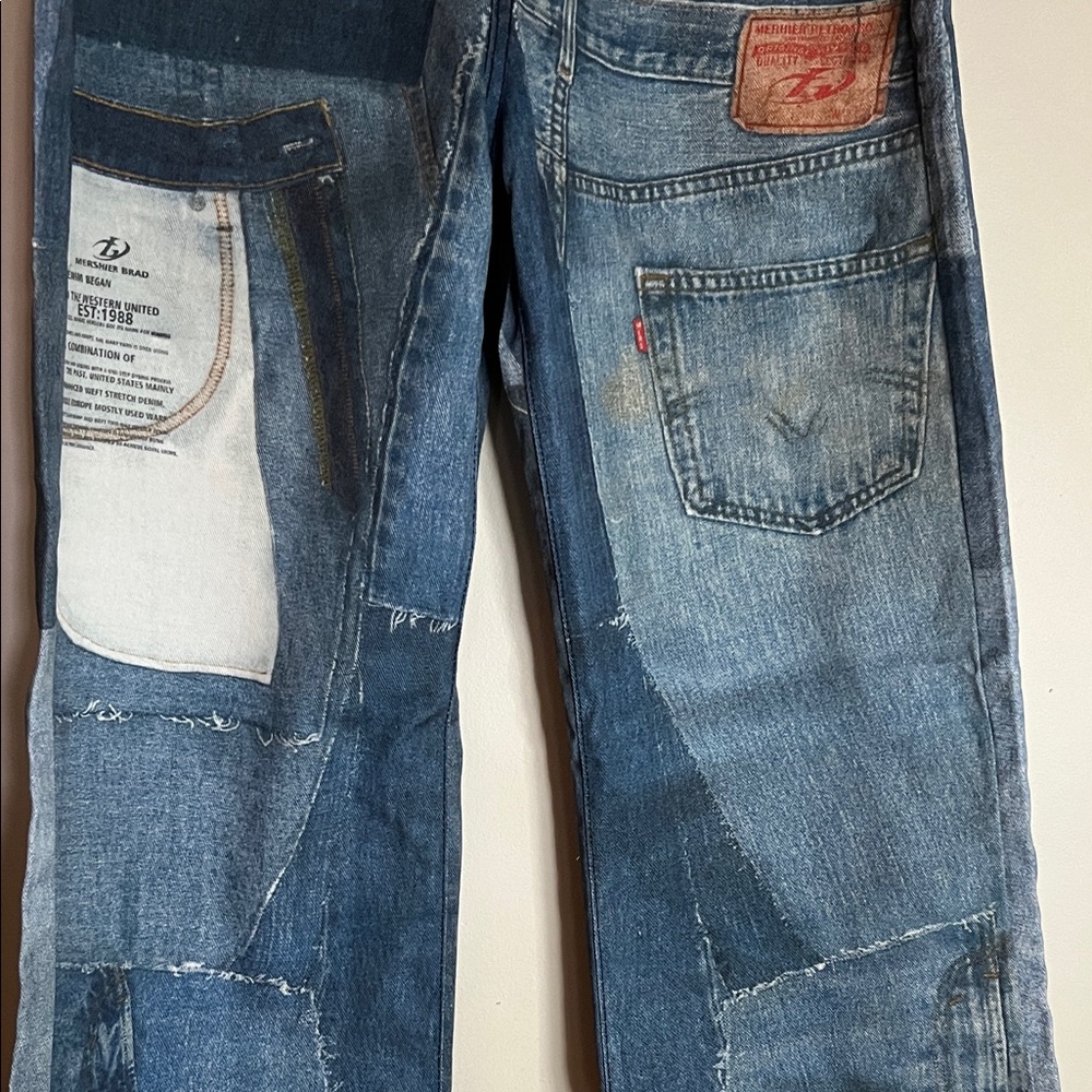 Women’s Blue Patchwork Jeans - Picture 3 of 13